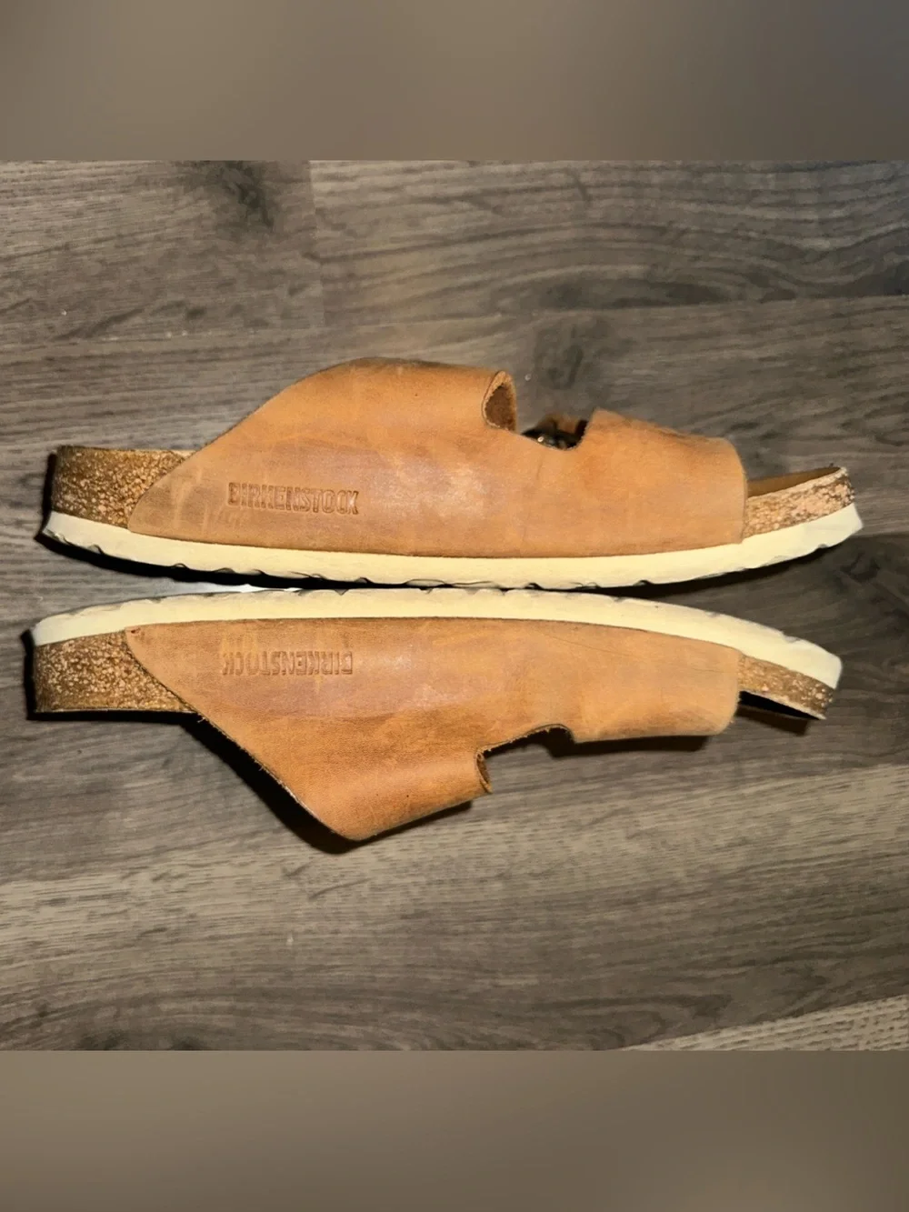 Birkenstock Brown Leather Sandals, gold buckles